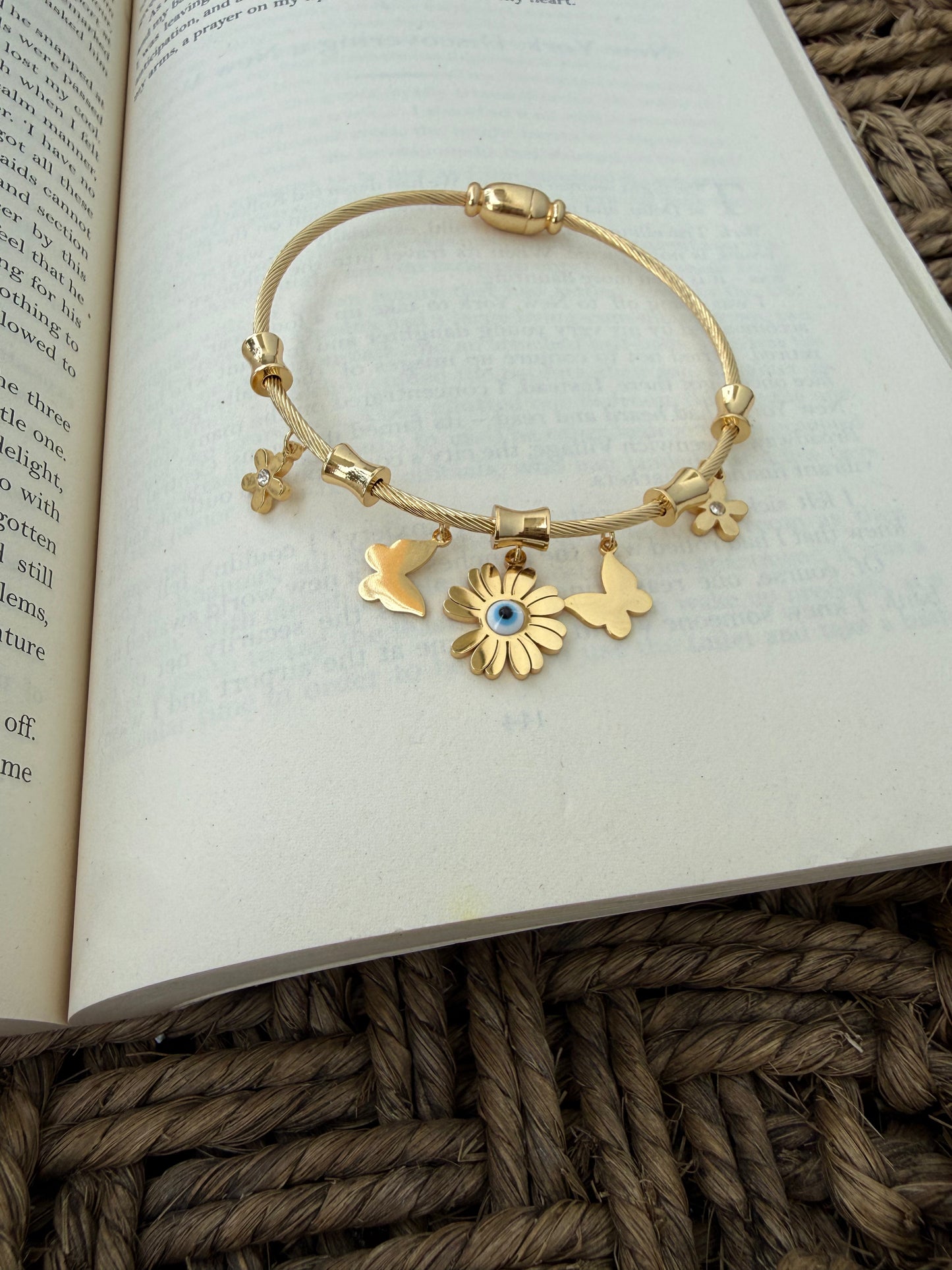 Butterfly Evil Eye Charm Bracelet