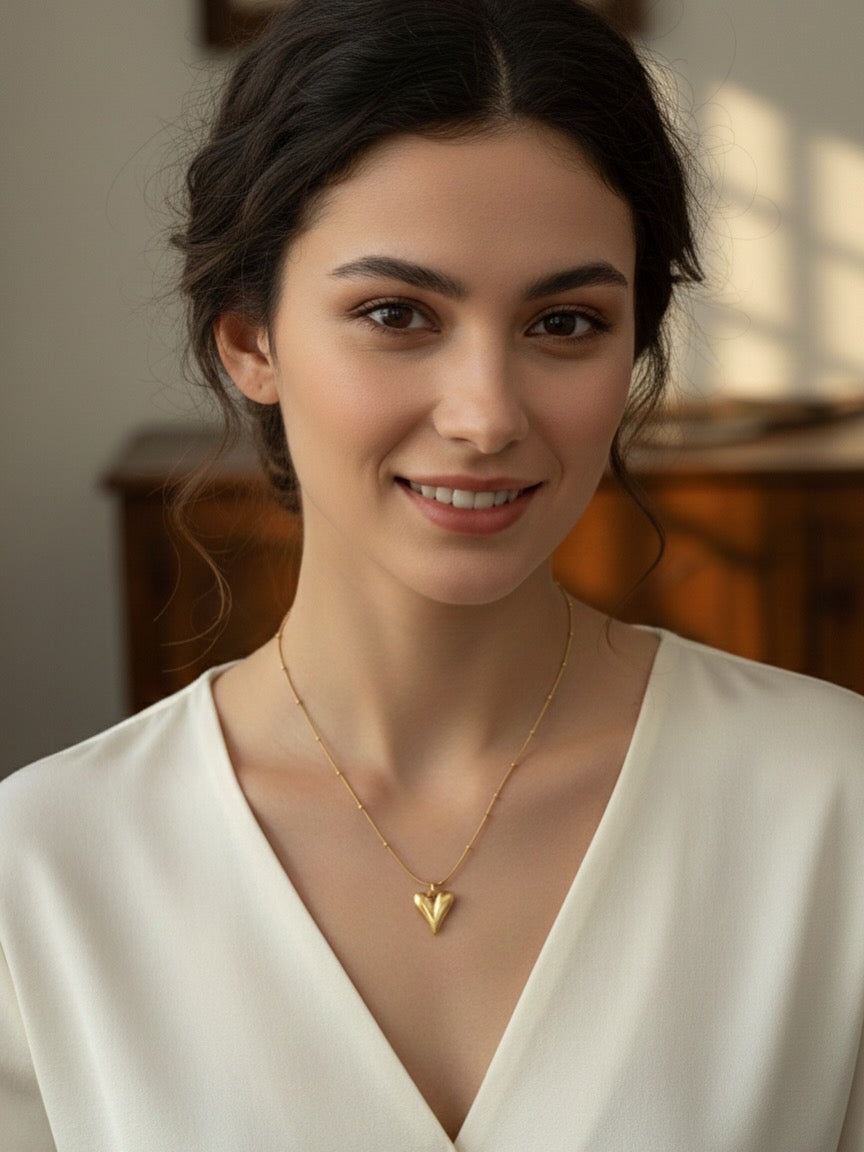 Golden Heart Drop Necklace
