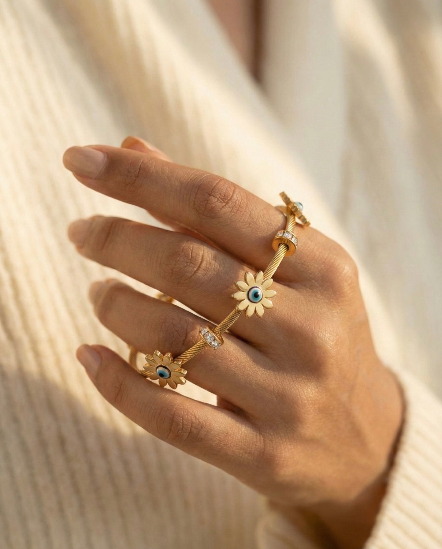 Golden Sunflower Evil Eye Kada