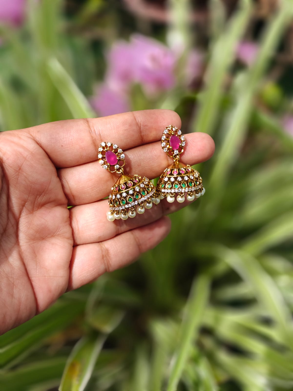 Ruby Glow Jhumkas