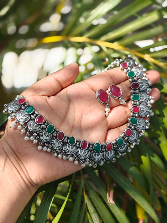 Noorika Multi Colour Oxidised Necklace