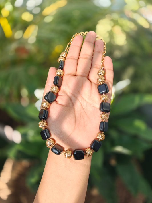Rajputana Stone Black Necklace