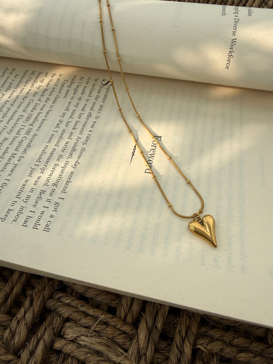 Golden Heart Drop Necklace