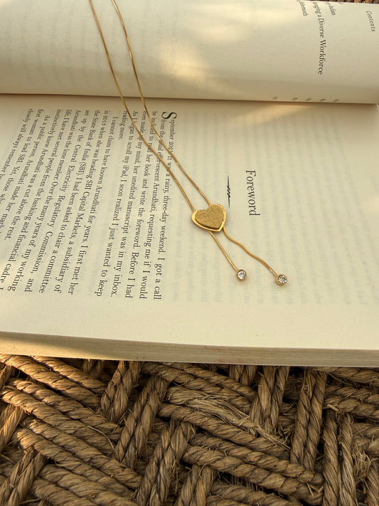 Twin Drop Heart Necklace