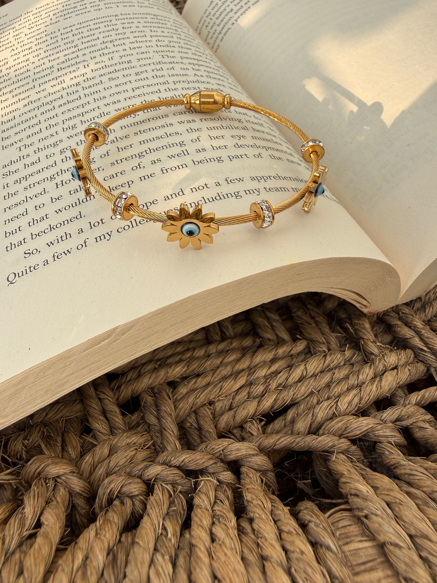 Golden Sunflower Evil Eye Kada