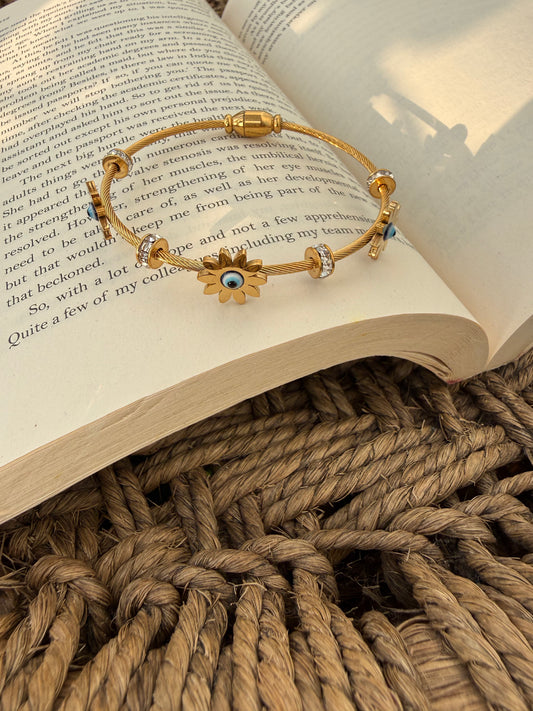 Golden Sunflower Evil Eye Kada