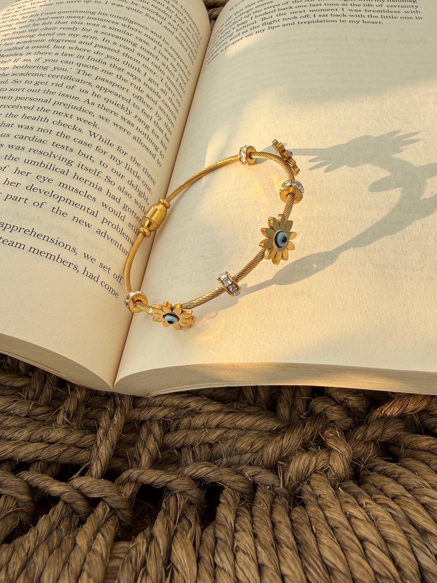 Golden Sunflower Evil Eye Kada