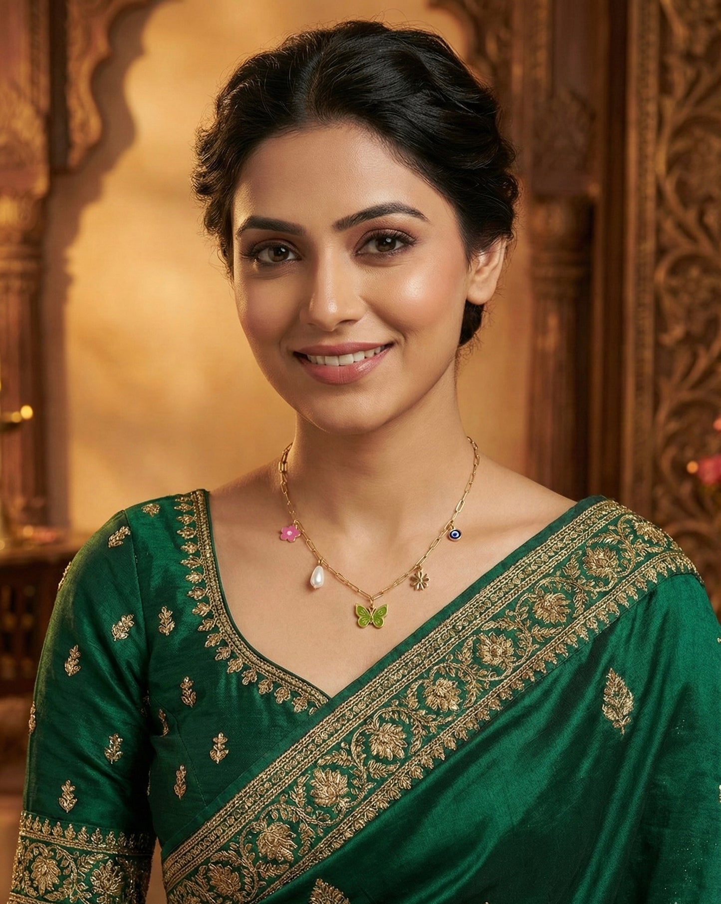 Butterfly & Pearl Charm necklace