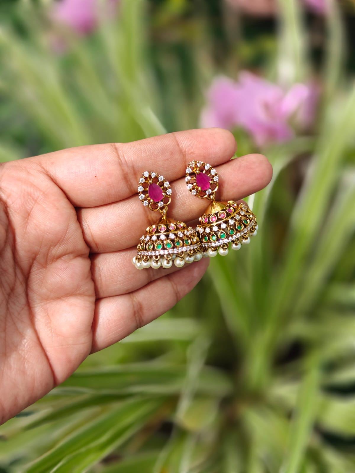 Ruby Glow Jhumkas